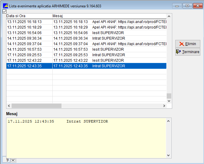 Utilitare Configurare Jurnal Detalii
